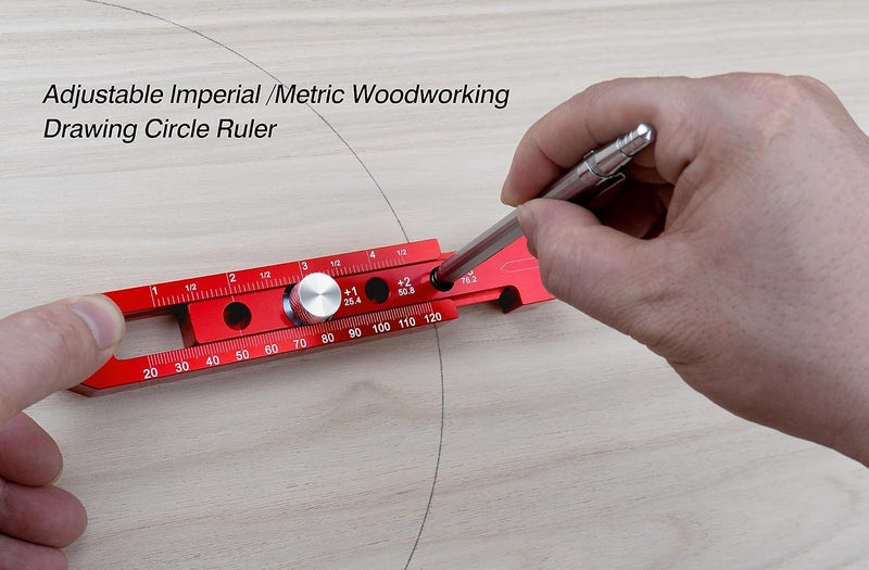 SlogPith Woodworking Compass Scriber, Portable Aluminum Alloy Woodworking Compass Tool, Adjustable Metric/Inch Arc Drawing Ruler Circle Drawing Ruler Marking Gauge Circle Marking Tool (mini) - Image 5
